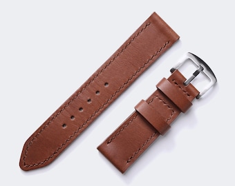 VegTan Leather Watch Strap / Distressed Mocha Leather Custom Made Panerai Strap / Handstitched Bifold Watch Strap 26mm 24mm 22mm 20mm Strap