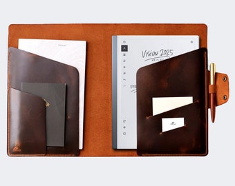 Étui en cuir reMarkable 2 / Couverture en cuir reMarkable 2 / Folio pour ordinateur portable B5 / Organisateur pour ordinateur portable B5 / Tablette à dessin gravée