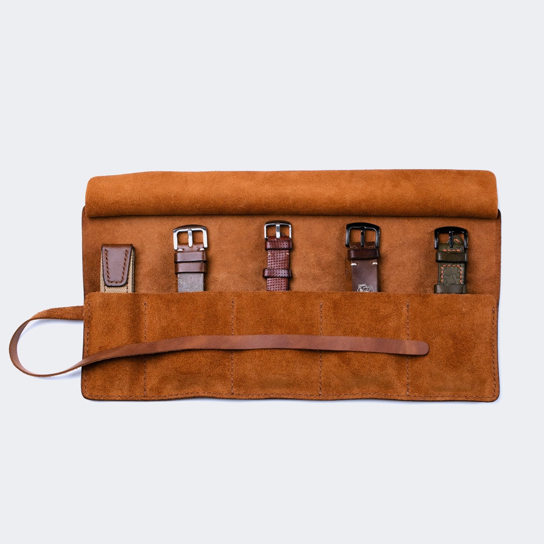 Leather Travel Watch Roll / Watch Roll / Travel Watch Case / Leather Watch Case for Straps ...