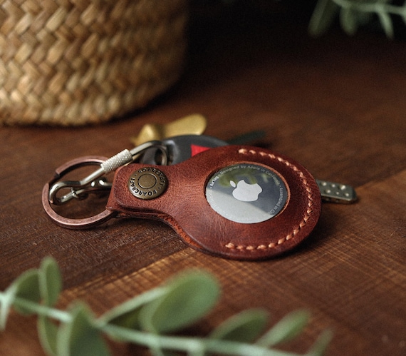 Leather AirTag Case, Handmade Apple AirTag Leather Key Fob, AirTag