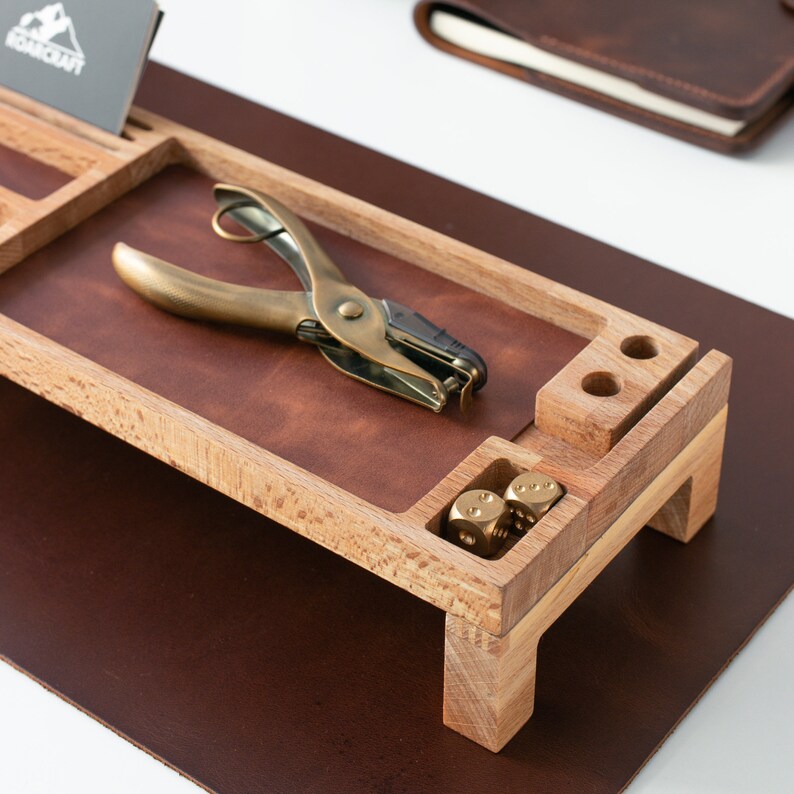 Wood Desk Organizer / Office Desk Organizer / Wooden Valet Etsy