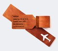 Personalized Leather Luggage Tag / Full Grain Tan Leather Personalized Travel Gift for Traveller, Bridesmaid, Groomsman, Friends, Pair product logo