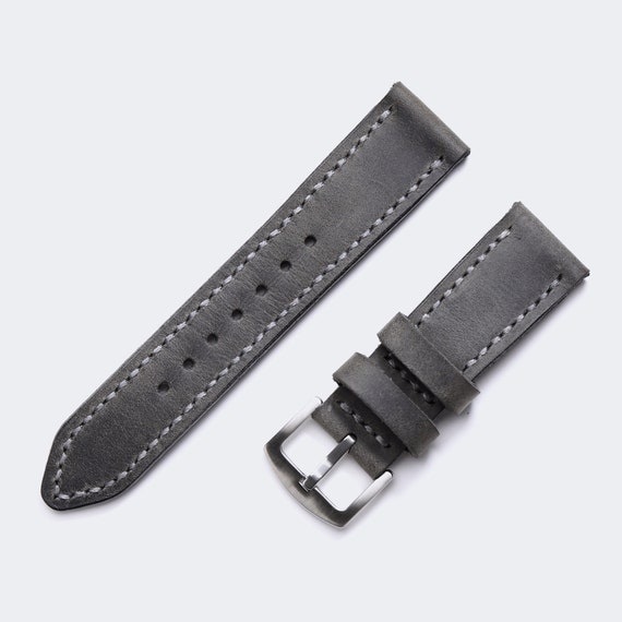 Leather Watch Strap Antique Gray Leather Strap Custom Panerai