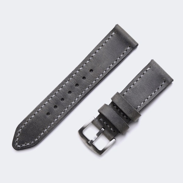 Leather Watch Strap / Antique Gray Leather Strap / Custom Panerai Handstitched Leather Watch Strap 26mm 24mm 22mm 20mm Leather Watch Band