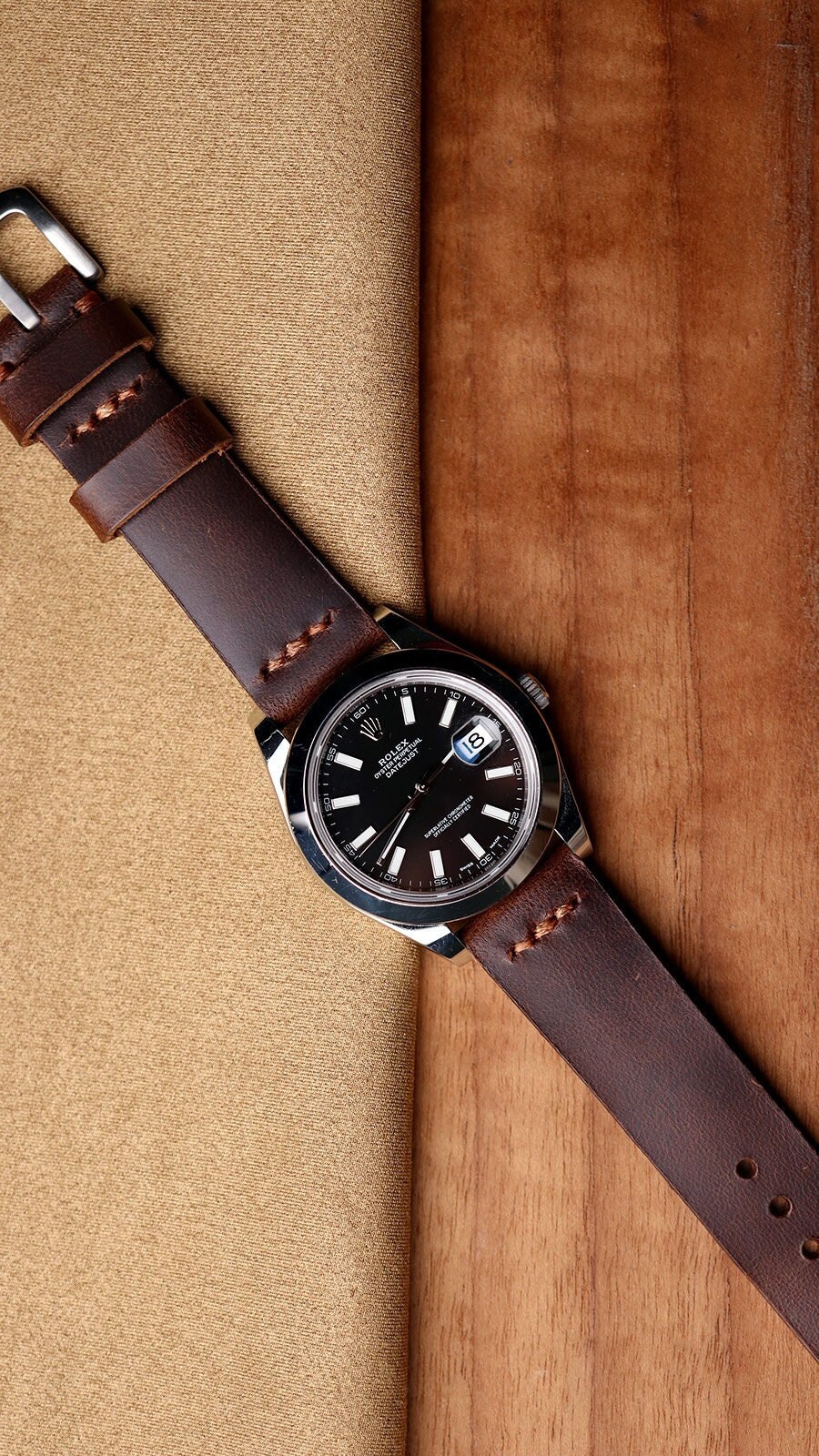 Cinturino Per Orologio In Pelle Buffalo Alta Qualità - Colore Tabacco - Made In France Da Rochet