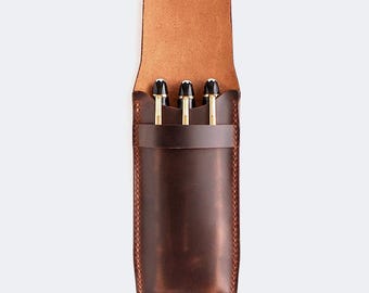 Pen Holder, Handmade Full-Grain Leather Fountain Pen Case