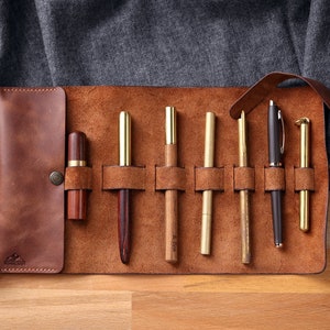 Portapenne arrotolabile in pelle fatto a mano / Portapenne stilografiche / Portapenne EDC / Portapenne in pelle / Portapenne arrotolabile in pelle / Regalo per amanti delle penne