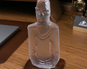 Glass Gobeklitepe Urfa Man Relief / Ancient Statue / Glass Art / Unique Home Gift / Glass Decorative Object / Glass Sculpture