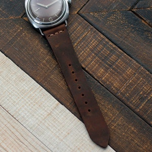 Leather Watch Strap / Brown Full Grain Leather Watch Band 18mm 20mm 22 mm / Custom initials / Handmade Leather Watch Band image 7