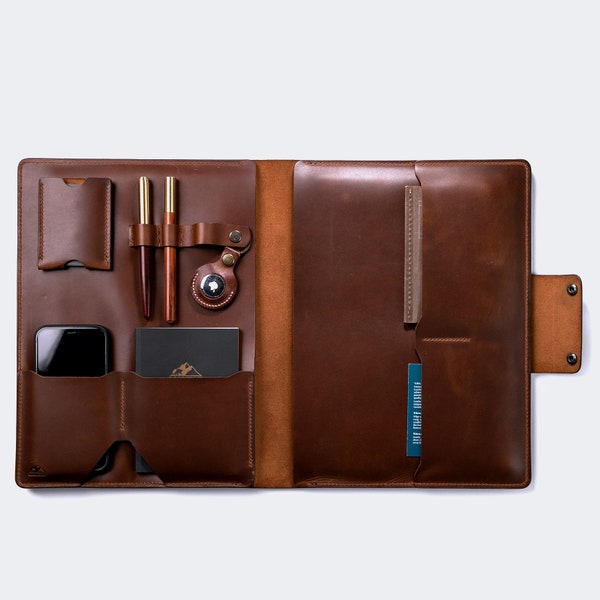 Surface Pro Tasche / Leder-Laptoptasche / Personalisierte braune Lederhülle für Microsoft Surface Pro 8 Tablet Organizer / Surface Pro 9