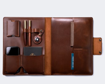 reMarkable 2 Case Organizer / Personalized Brown Leather Folio for reMarkable 1 & 2 Case / reMarkable Case / Paper Tablet