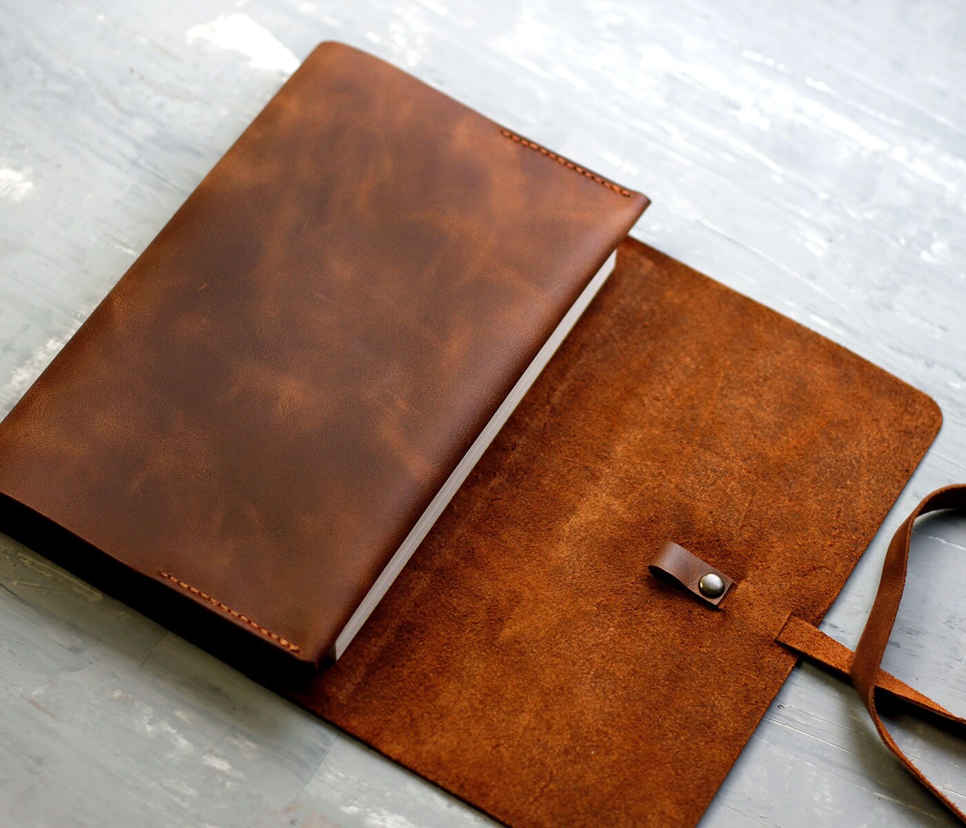 Personalized Leather Book Sleeve / Handmade Full Grain Leather Etsy