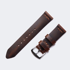 Leather Watch Strap / Brown Full Grain Leather Watch Band 18mm 20mm 22 mm / Custom initials / Handmade Leather Watch Band image 2