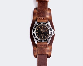 Cinturino Orologio Bund In Pelle Fatto A Mano &ndash; 20mm 22mm, Militare Marrone Bruciato, Acciaio