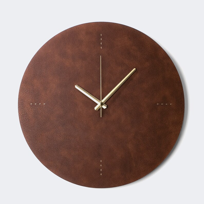 Large Wall Clock / Scandinavian Decor / Leather Modern Wall Etsy