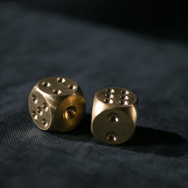 Elegant Solid Brass Dice with Rounded Edges / Solid Brass Desk Accessories / Cube Sculpture & Statue / Office Decor / Game Dice / Lucky Dice