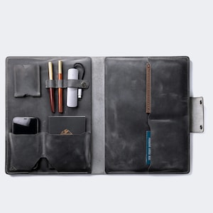MacBook Air 15&quot; 2023 Case / MacBook Pro 13&quot; Leather Case / Macbook Air M2 Organizer / Personalized Leather Folio Sleeve / Leather Portfolio