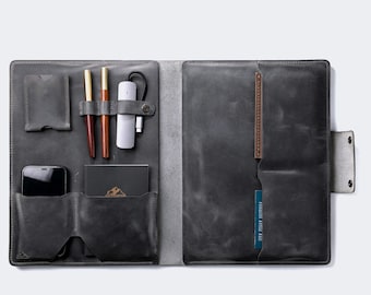 MacBook Air 15" 2023 Case / MacBook Pro 13" Leather Case / Macbook Air M2 Organizer / Personalized Leather Folio Sleeve / Leather Portfolio