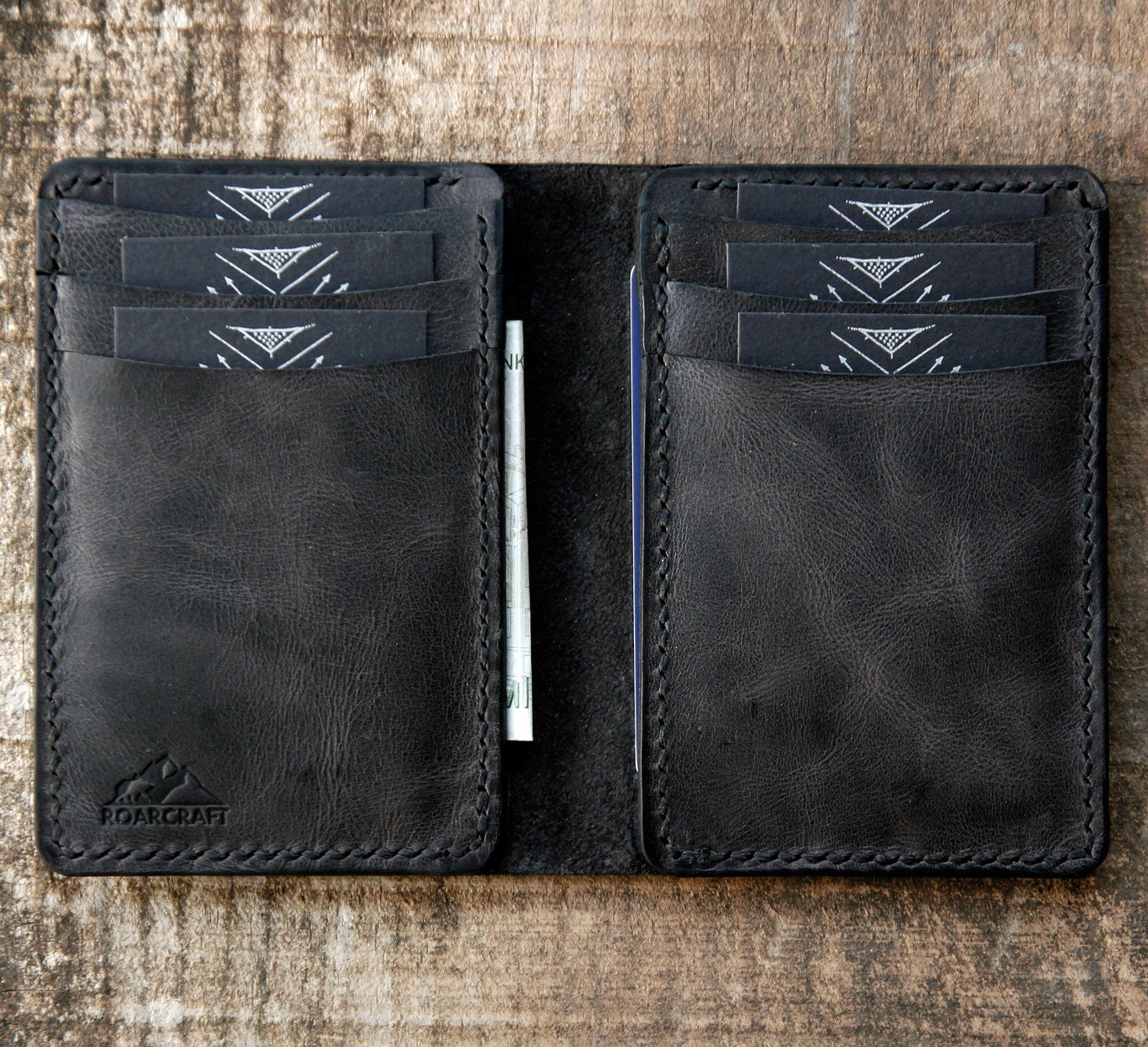 Vertical Bifold Leather Wallet - Laodikya - Tobacco by Roarcraft