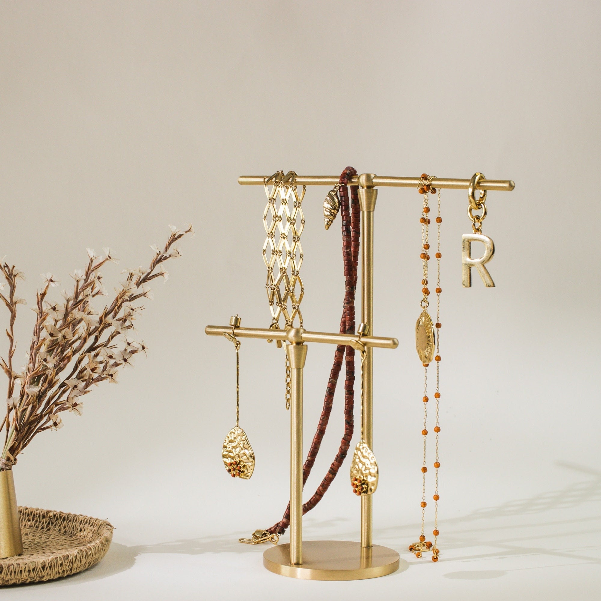 Gold on sale necklace stand