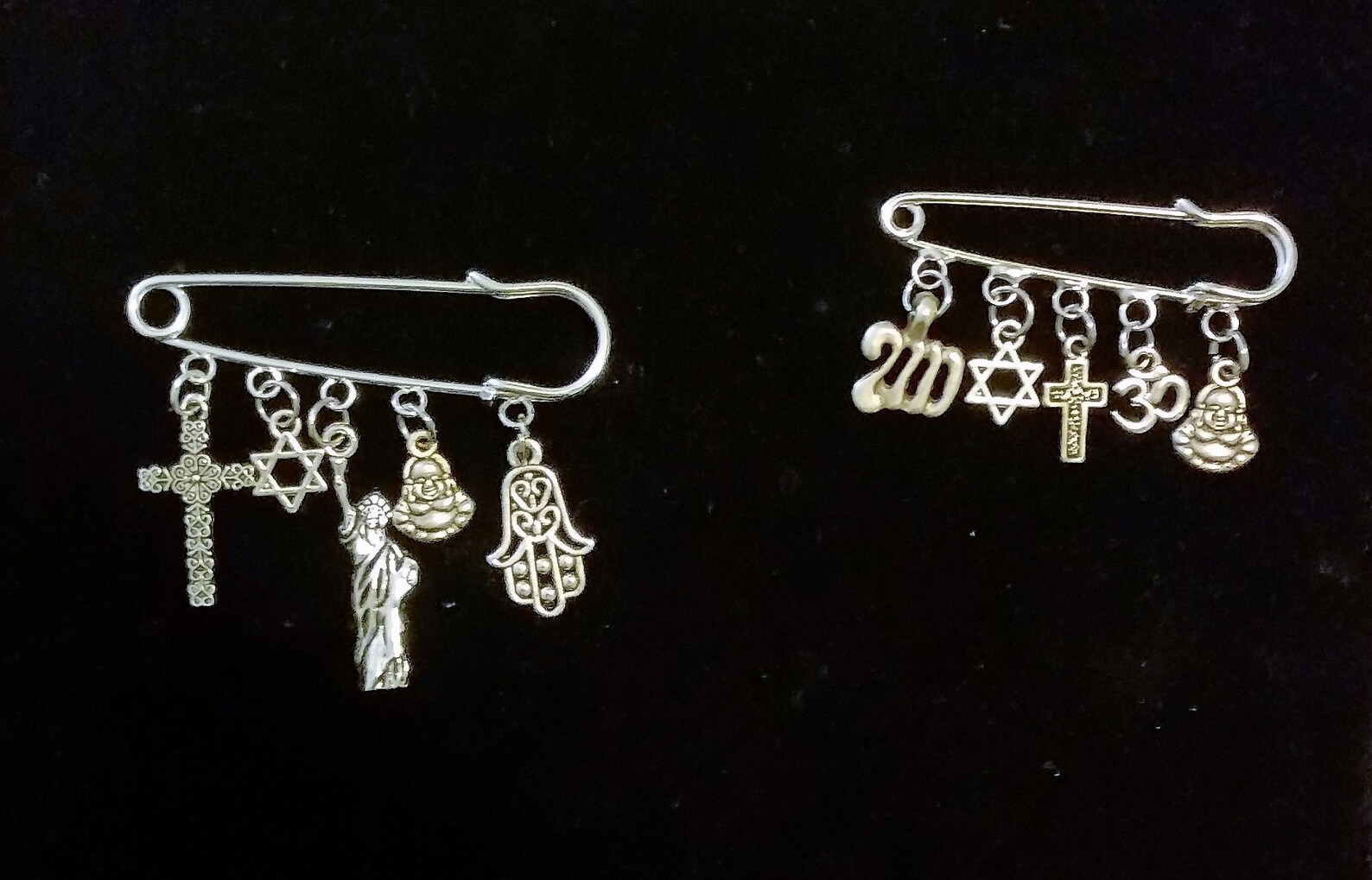 Peace Hope Love Solidarity Safety Pins - 2 Inch Brooch Lot Of 4