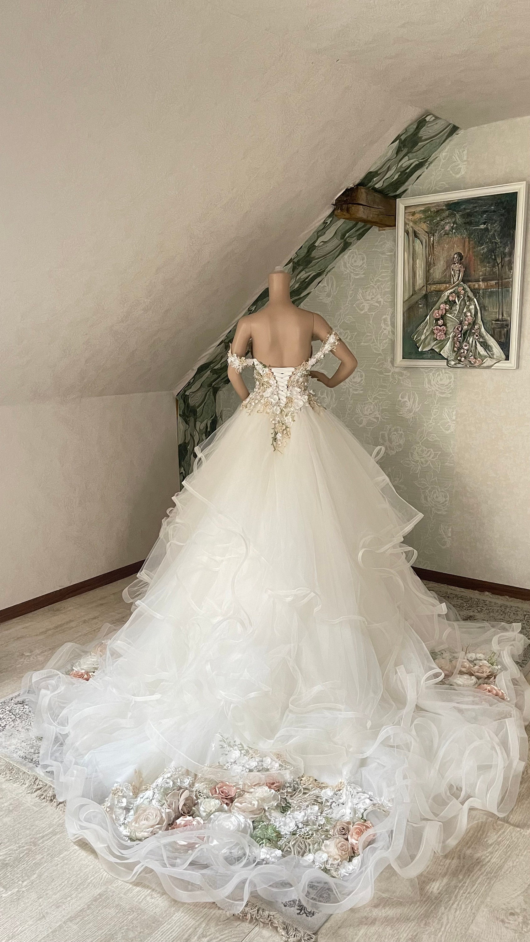Off shoulder Fairy Tale wedding dress