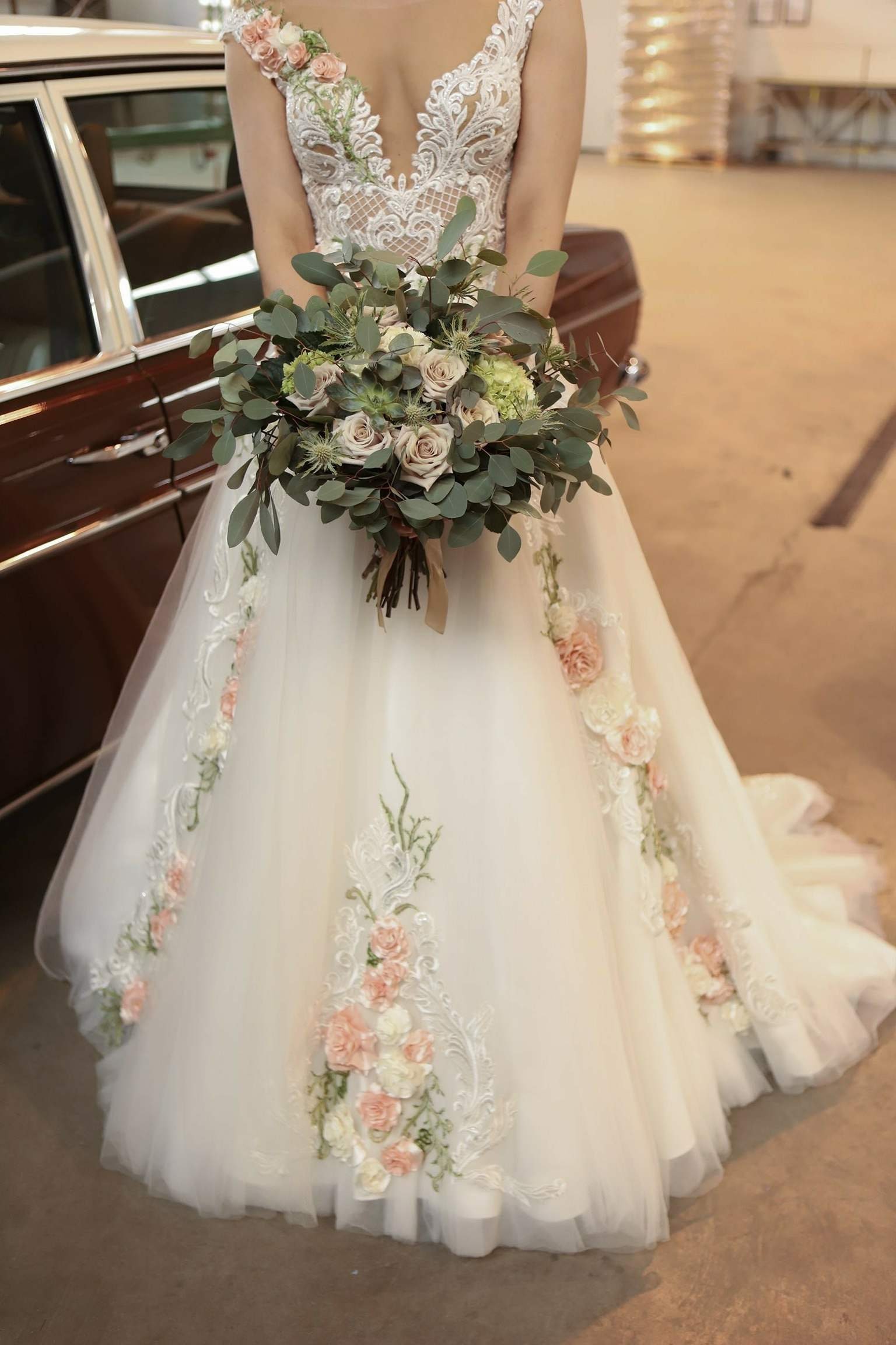 Rose print wedding clearance dress