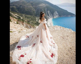 Unique Fairytale Dreem wedding dress Inga Ezergale design Rose Collection