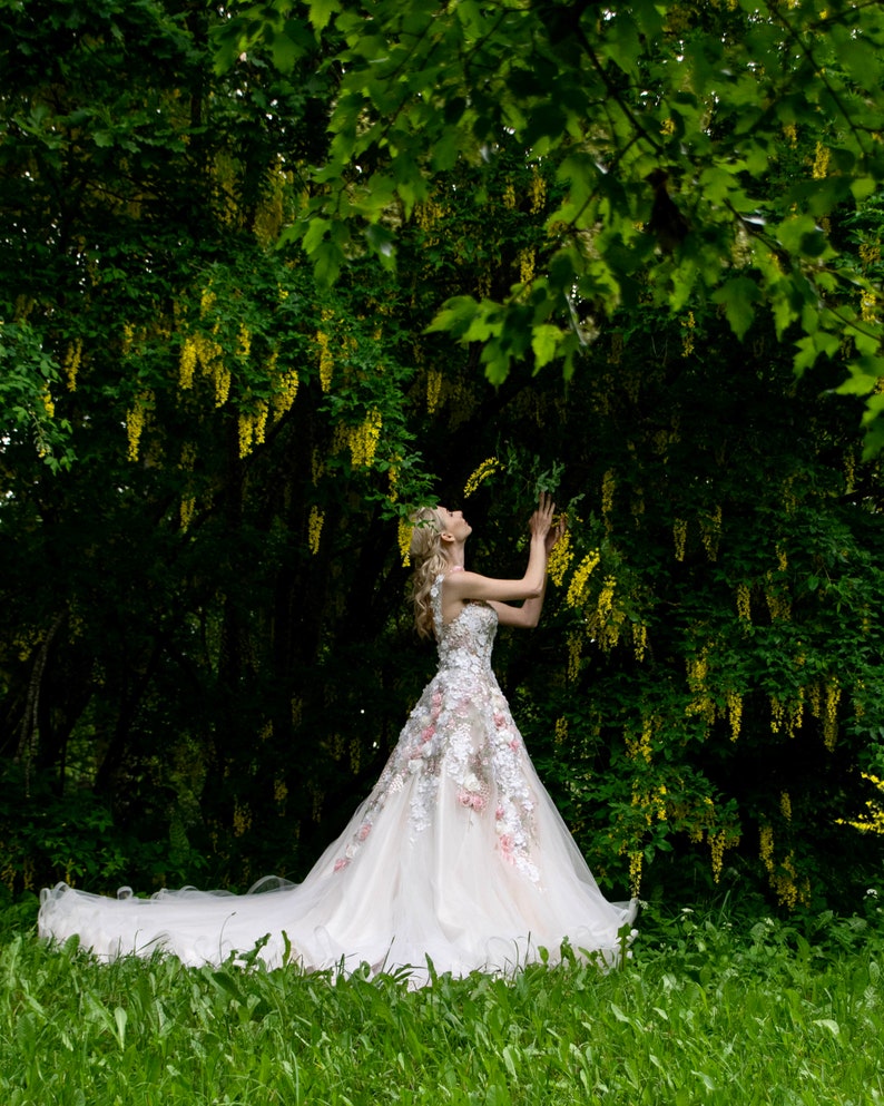 romantic floral wedding dress for outdoor wedding