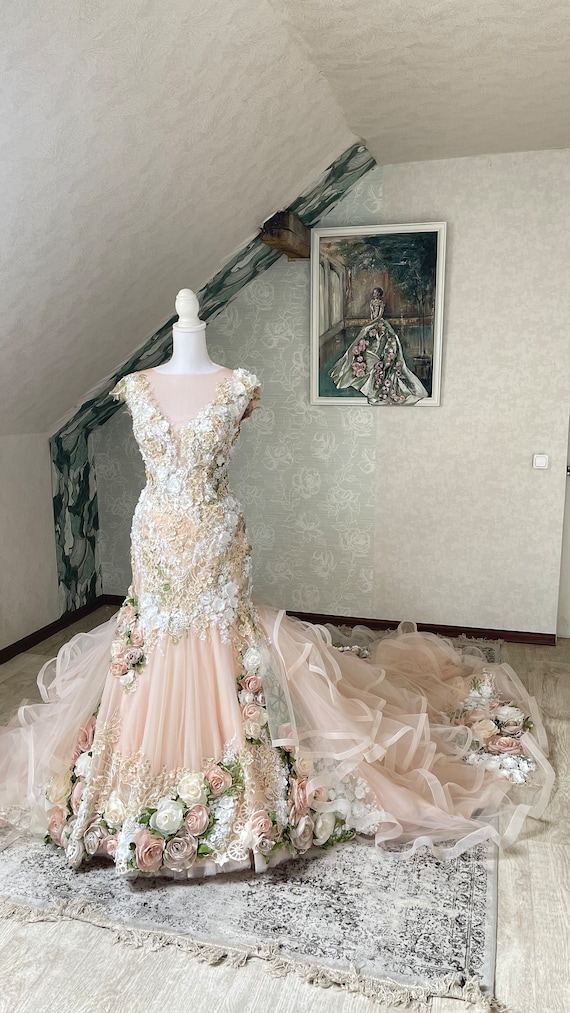 Blush mermaid wedding gown online