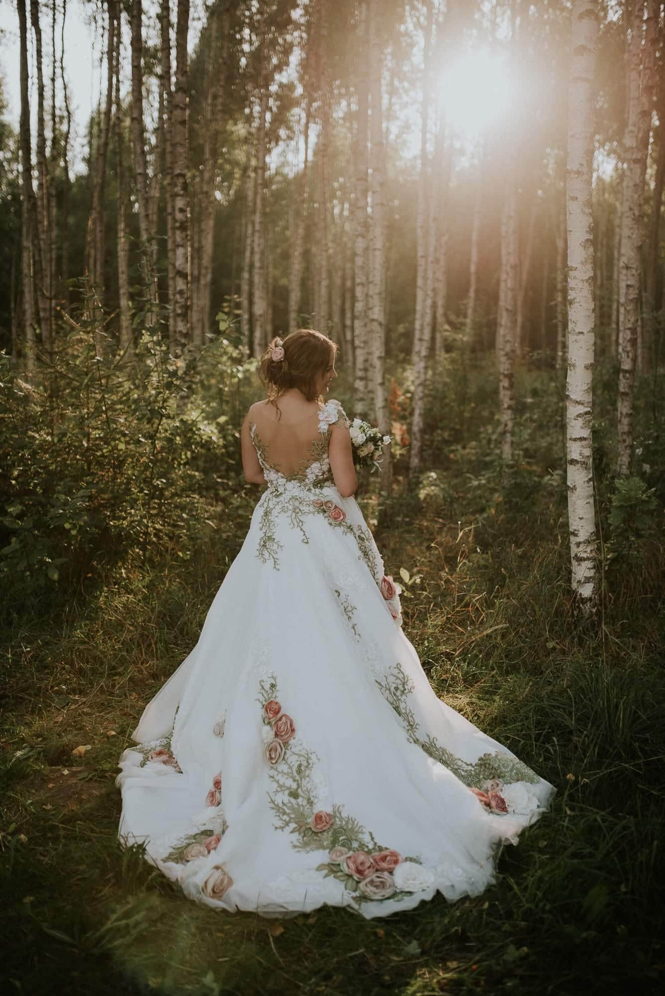 ivory/blush pink bridal floral dress inga ezergale design rose collection. Ivory/blush Pink Bridal Floral Dress Inga Ezergale Design Rose Collection.