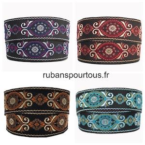 10 m Ruban médiéval brodé jacquard largeur  25mm /  35mm / 5 couleurs au choix