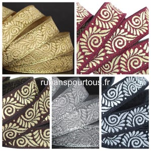 10 m Ruban brodé "antique"  jacquard largeur 16mm ou 35mm/ 5 couleurs au choix