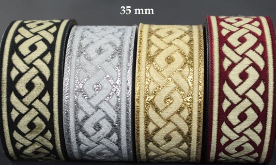 sur commande! 10 m Galon brodé Jacquard *** *** Jacquard tresse celtique *** largeur 35 mm 0b8287 sur commande! 10 m Galon brodé Jacquard *** *** Jacquard tresse celtique *** largeur 35 mm 0b8287