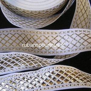 Ruban jacquard brodé scintillant 10m /largeur 25mm
