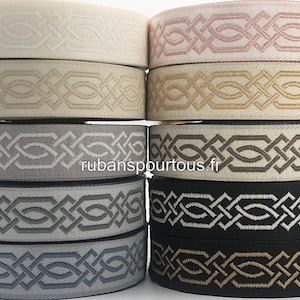 10 m Galon brodé jacquard largeur 20 mm ou 35 mm / 10 couleurs au choix