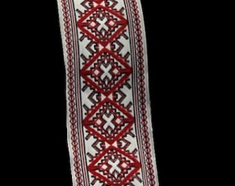 10 m Ethnic/oriental embroidered jacquard braid width 35 mm / 25mm