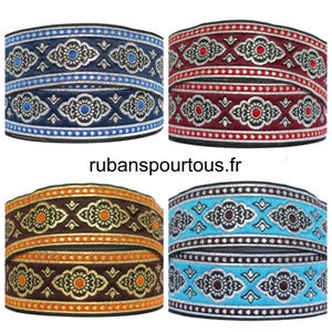 10 m Galon médiéval brodé jacquard médiéval largeur 25 mm ou 35 mm / 5 couleurs au choix
