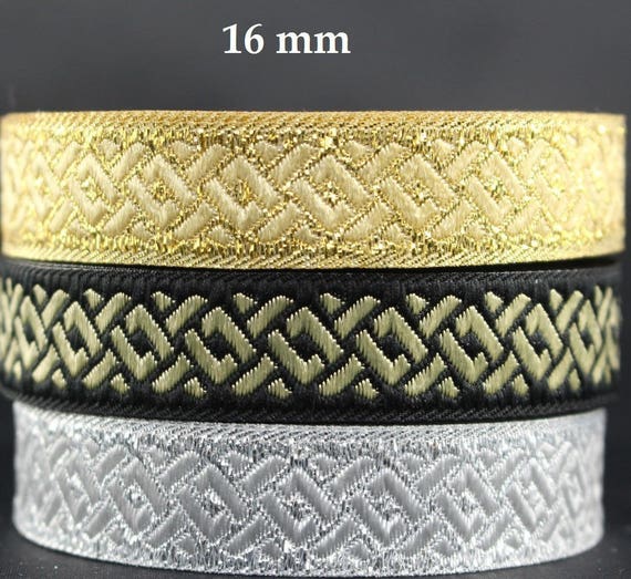 sur commande! 10 m Galon brodé Jacquard *** *** Jacquard tresse celtique *** largeur 35 mm 0b8287 sur commande! 10 m Galon brodé Jacquard *** *** Jacquard tresse celtique *** largeur 35 mm 0b8287