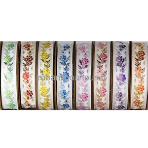 Galon satin brodé Jacquard 10m largeur 16 mm / 26mm /35 mm 7 couleurs au choix