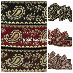 Galon brodé jacquard 10 m  style médiéval oriental ethnique / largeur 22 mm-35 mm / 3 couleurs au choix