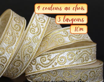 10m Medieval/Oriental Jacquard Embroidered Ribbon Trim, Width 35mm / 22mm / 16mm / 4 Colors Available