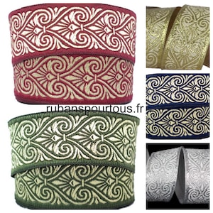 10 m Galon médiéval /oriental brodé jacquard largeur 35 mm / 5 couleurs au choix