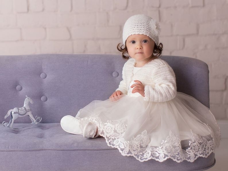 EMMA tulle baby dress christening dress for girl lace dress ivory baptism dress tulle baptism dress for baby white christening dress