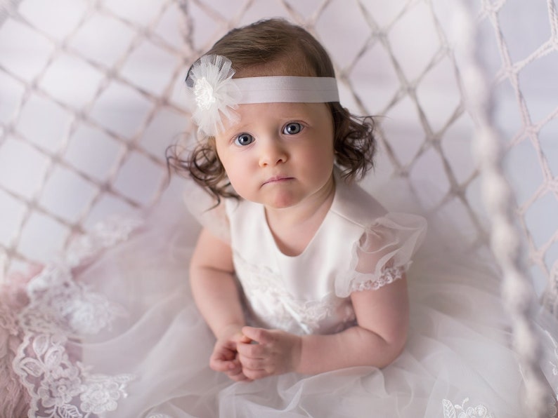 EMMA tulle baby dress christening dress for girl lace dress ivory baptism dress tulle baptism dress for baby white christening dress