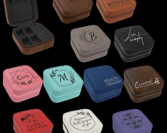 Personalized Leatherette Jewelry Box 4x4, Custom Laser Engraved Jewelry Case, Personalized Gift Box for Her