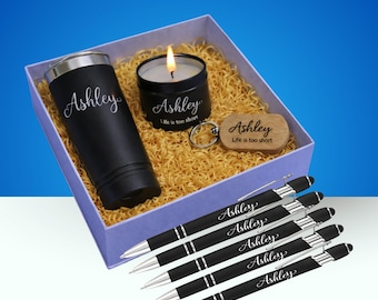 Presentset med ljuspennor och nyckelringar i glas