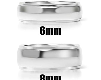 Ring - Högglanspolerad rundad mitt med kant i rostfritt stål graverad