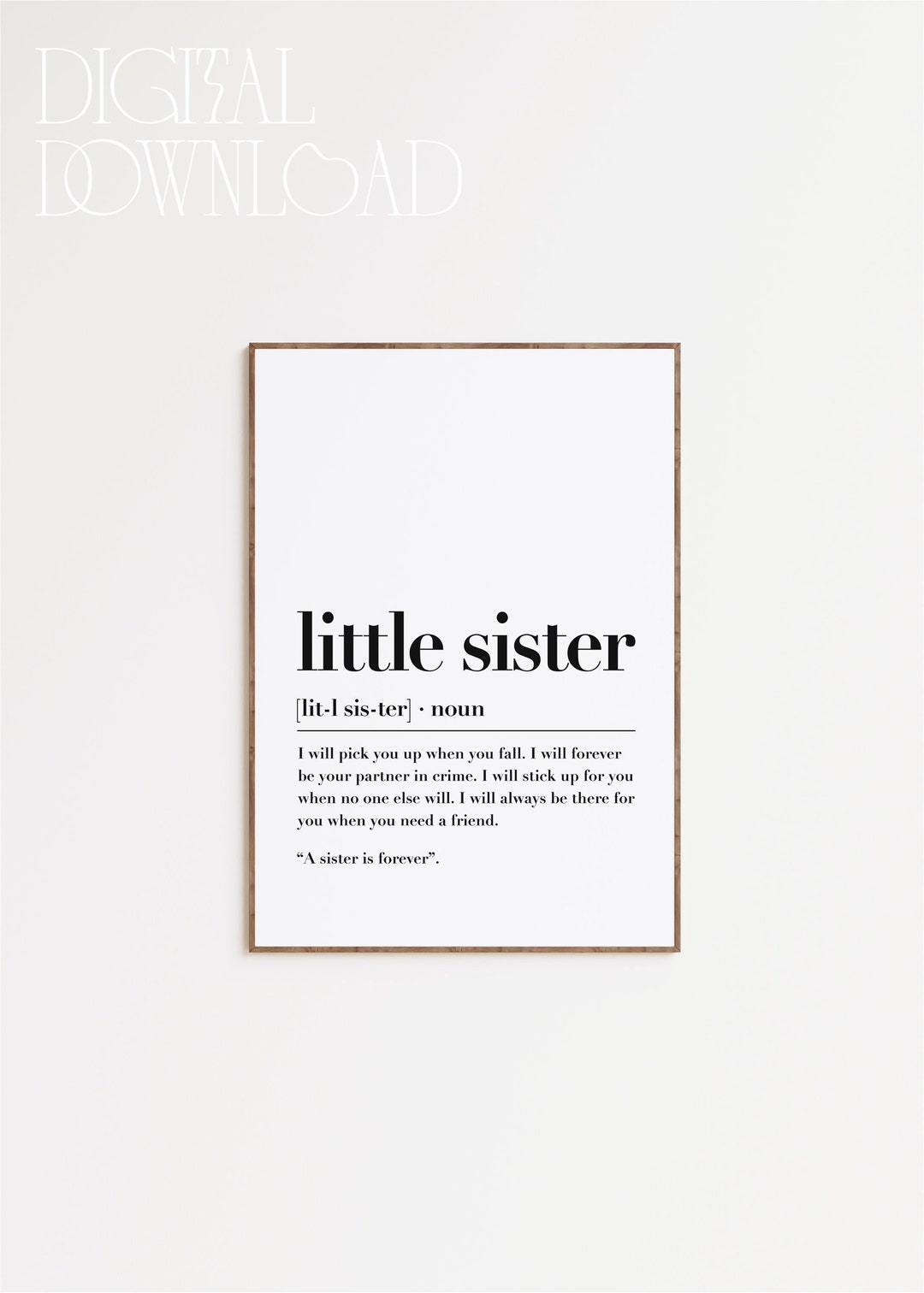 Little Sister Definition Print Wall Art Sister Definition Etsy