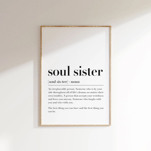Soul Sister Definition Wall Art Gift for Bestfriend Soul Etsy